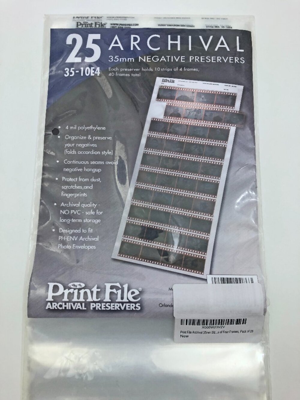 Print File 35-10E4 Archival 35mm Negative Storage Preserver pages Pack of 25